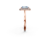 Rose gold Fancy Blue Radiant  Halo Diamond Engagement Ring with Solitaire Band and Four-Prong Setting_21