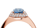 Rose gold Fancy Blue Radiant  Halo Diamond Engagement Ring with Solitaire Band and Four-Prong Setting_23