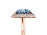 Rose gold Fancy Blue Radiant  Halo Diamond Engagement Ring with Solitaire Band and Four-Prong Setting_24