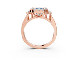 Rose gold Fancy Blue Radiant  Halo Diamond Engagement Ring with Split Shank and Four-Prong Setting 3