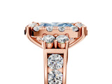 Rose gold Fancy Blue Radiant  Halo Diamond Engagement Ring with Split Shank and Four-Prong Setting 5