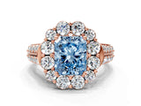Rose gold Fancy Blue Radiant  Halo Diamond Engagement Ring with Split Shank and Prong Setting_66