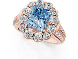Rose gold Fancy Blue Radiant  Halo Diamond Engagement Ring with Split Shank and Prong Setting_67