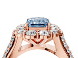 Rose gold Fancy Blue Radiant  Halo Diamond Engagement Ring with Split Shank and Prong Setting_70
