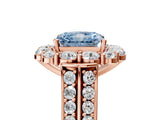 Rose gold Fancy Blue Radiant  Halo Diamond Engagement Ring with Split Shank and Prong Setting_71