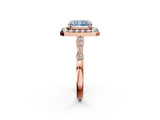 Rose gold Fancy Blue Radiant  Halo Diamond Engagement Ring with Twisted Band and Four-Prong Setting 4