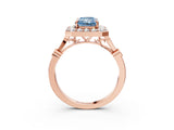 Rose gold Fancy Blue Radiant  Halo Diamond Engagement Ring with Twisted Band and Four-Prong Setting 5