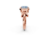 Rose gold Fancy Blue Radiant  Halo Diamond Floral Band with Four-Prong Setting_57