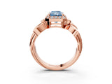 Rose gold Fancy Blue Radiant  Halo Diamond Floral Band with Four-Prong Setting_58