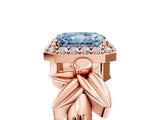 Rose gold Fancy Blue Radiant  Halo Diamond Floral Band with Four-Prong Setting_60