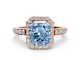 Rose gold Fancy Blue Radiant  Halo Diamond Pavé Band Ring with Prong Setting_20