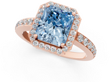 Rose gold Fancy Blue Radiant  Halo Diamond Pavé Band Ring with Prong Setting_21