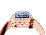Rose gold Fancy Blue Radiant  Halo Diamond Pavé Band Ring with Prong Setting_24
