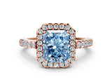 Rose gold Fancy Blue Radiant  Halo Diamond Pavé Solitaire Ring_69