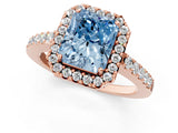 Rose gold Fancy Blue Radiant  Halo Diamond Pavé Solitaire Ring_70