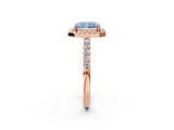 Rose gold Fancy Blue Radiant  Halo Diamond Pavé Solitaire Ring_71