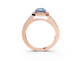 Rose gold Fancy Blue Radiant  Halo Diamond Pavé Solitaire Ring_72