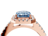 Rose gold Fancy Blue Radiant  Halo Diamond Pavé Solitaire Ring_73