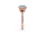 Rose gold Fancy Blue Radiant  Halo Diamond Pave Band Ring with Four-Prong Setting_17