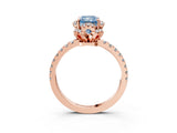 Rose gold Fancy Blue Radiant  Halo Diamond Pave Band Ring with Four-Prong Setting_18