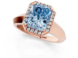 Rose gold Fancy Blue Radiant  Halo Diamond Ring with Cathedral Band and Four-Prong Setting_50