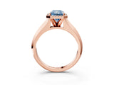 Rose gold Fancy Blue Radiant  Halo Diamond Ring with Cathedral Band and Four-Prong Setting_52