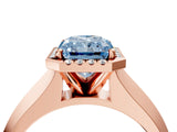 Rose gold Fancy Blue Radiant  Halo Diamond Ring with Cathedral Band and Four-Prong Setting_53