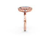 Rose gold Fancy Blue Radiant  Halo Diamond Ring with Milgrain Edge and Round Prong Setting_28