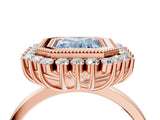 Rose gold Fancy Blue Radiant  Halo Diamond Ring with Milgrain Edge and Round Prong Setting_30