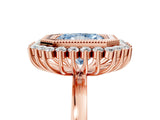 Rose gold Fancy Blue Radiant  Halo Diamond Ring with Milgrain Edge and Round Prong Setting_31