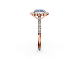 Rose gold Fancy Blue Radiant  Halo Diamond Ring with Pavé Band and Prong Setting_38