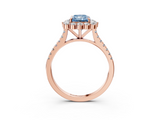Rose gold Fancy Blue Radiant  Halo Diamond Ring with Pavé Band and Prong Setting_39