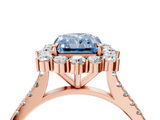Rose gold Fancy Blue Radiant  Halo Diamond Ring with Pavé Band and Prong Setting_40