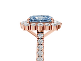 Rose gold Fancy Blue Radiant  Halo Diamond Ring with Pavé Band and Prong Setting_41