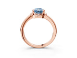 Rose gold Fancy Blue Radiant  Halo Diamond Ring with Round Cluster Setting, Solitaire Band, and Four-Prong Setting_52