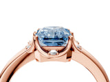 Rose gold Fancy Blue Radiant  Halo Diamond Ring with Round Cluster Setting, Solitaire Band, and Four-Prong Setting_53