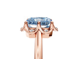 Rose gold Fancy Blue Radiant  Halo Diamond Ring with Round Cluster Setting, Solitaire Band, and Four-Prong Setting_54