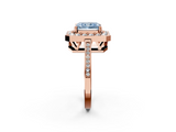 Rose gold Fancy Blue Radiant  Halo Diamond Ring with Split Shank and Four-Prong Setting_76