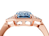 Rose gold Fancy Blue Radiant  Halo Diamond Ring with Tapered Band and Four-Prong Setting_7