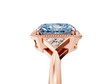 Rose gold Fancy Blue Radiant  Halo Diamond Ring with Tapered Band and Four-Prong Setting_8