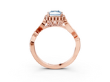 Rose gold Fancy Blue Radiant  Halo Diamond Ring with Vintage Split Shank and Four-Prong Setting_23
