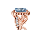 Rose gold Fancy Blue Radiant  Halo Diamond Ring with Vintage Split Shank and Four-Prong Setting_25