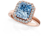 Rose gold Fancy Blue Radiant  Halo Diamond Solitaire with Pavé Band and Four-Prong Setting_115
