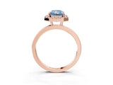 Rose gold Fancy Blue Radiant  Halo Diamond Solitaire with Pavé Band and Four-Prong Setting_117
