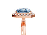 Rose gold Fancy Blue Radiant  Halo Diamond Solitaire with Pavé Band and Four-Prong Setting_119