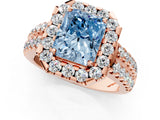 Rose gold Fancy Blue Radiant  Halo Diamond Split Shank Engagement Ring with Prong Setting_52