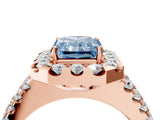 Rose gold Fancy Blue Radiant  Halo Diamond Split Shank Engagement Ring with Prong Setting_55