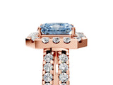 Rose gold Fancy Blue Radiant  Halo Diamond Split Shank Engagement Ring with Prong Setting_56