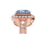 Rose gold Fancy Blue Radiant  Halo Diamond Split Shank Ring with Milgrain Detail_73