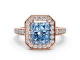 Rose gold Fancy Blue Radiant  Halo Pavé Diamond Engagement Ring with Bezel Setting_20
